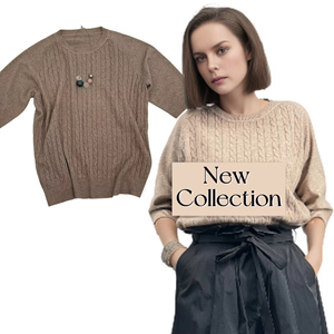 Hot Selling High Quality  Casual Crew Neck Knitwear Sweater Short Sleeves Fashion Pullover Hazelnut Autumn Nylon/Acrylic