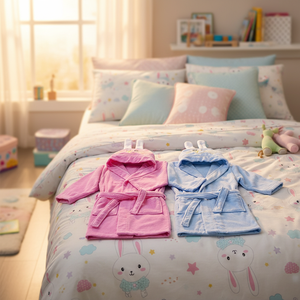 Custom Cartoon Animal Absorbent 100% Cotton Children's Terry Bathrobe Suitable for Children's Parent-Child Hotels.