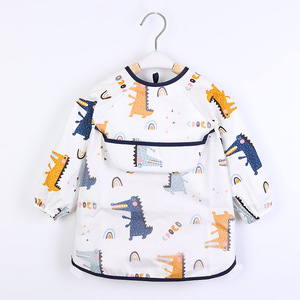 Baby Toddler Long Sleeve Scarf Waterproof Art Smock Feeding Bib Apron Pocket Infant Boys Girls Burp Cloth Bandana Bibs