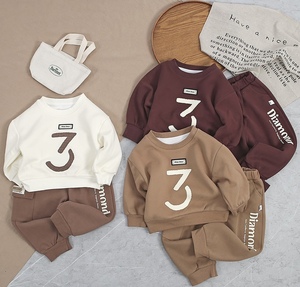 5.5New Simple Baby Boys Casual Clothing Spring Long Sleeve 2PCS Set 1-5Years Solid Color Cotton