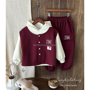 D14 Boys' Spring and Autumn Children's Workwear Jacket Two-Piece Set Patchwork Cotton Chinese Style Cool Baby Outfit