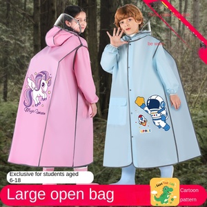 Children's EVA Raincoat for Primary & Secondary School Students Boys Long with Large Schoolbag Full-Body Hiking for