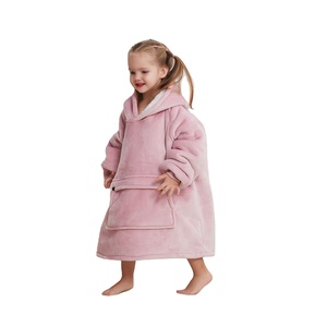 Customized Patterns Wearable Blanket Sherpa Oversized Sweatshirt Toddlers Hood Hoodie Blanket for 2-6Years