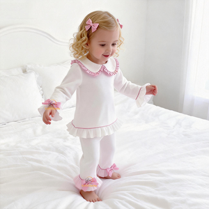 Easter Pajama Peter Pan Collar Cotton Custom Children's Pajamas Sets Frill Baby Girls Pyjamas Sets